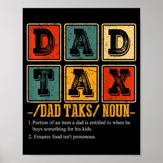 Grappige Retro Vader Belasting Definitie Daddy Pap Poster (Voorkant)
