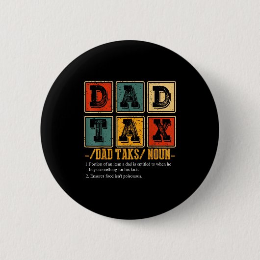 Grappige Retro Vader Belasting Definitie Daddy Pap Ronde Button 5,7 Cm (Voorkant)