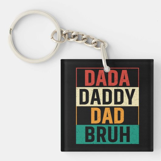 Grappige retro Vaderdag Dada Daddy Dad Bruh Sleutelhanger (Voorkant)