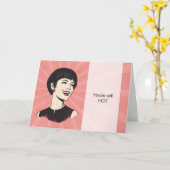 Grappige Retro Verjaardag Kaart met Cartoon Lady (Gele Bloem)