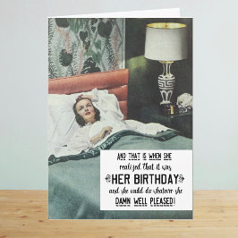 Grappige retro verjaardag vrouw kaart