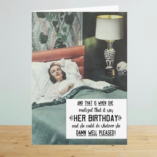 Grappige retro verjaardag vrouw kaart