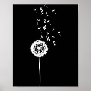 Grappige retro vintage bloem paardenbloem blaas me poster
