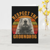 Grappige Retro Vintage Groundhog Day 2025 Respecte Kaart (Gele Bloem)