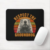 Grappige Retro Vintage Groundhog Day 2025 Respecte Muismat (Met muis)