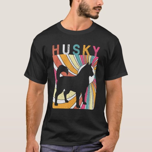 Grappige Retro Vintage Husky 1 T-shirt (Voorkant)