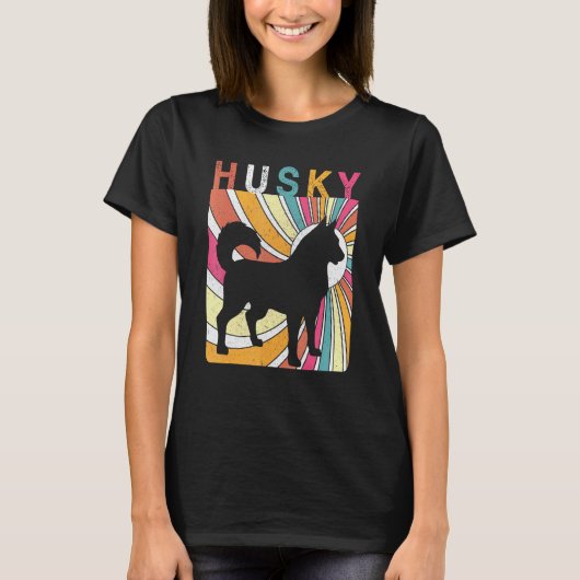 Grappige Retro Vintage Husky T-shirt (Voorkant)