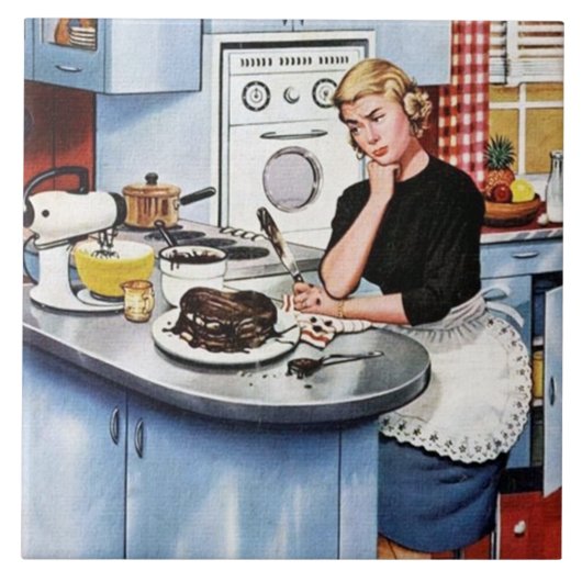 Grappige retro vintage keuken tegeltje (Voorkant)