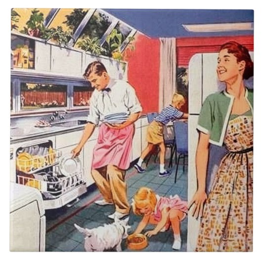 Grappige retro vintage keuken tegeltje (Voorkant)