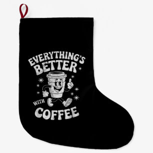 Grappige Retro Vintage Koffie Mannen of Vrouwen Ko Grote Kerstsok