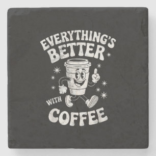 Grappige Retro Vintage Koffie Mannen of Vrouwen Ko Stenen Onderzetter