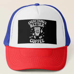 Grappige Retro Vintage Koffie Mannen of Vrouwen Ko Trucker Pet