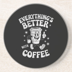 Grappige Retro Vintage Koffie Mannen of Vrouwen Ko Zandsteen Onderzetter