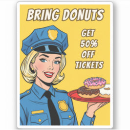 Grappige Retro Vintage Politie Humor Pop Art Strip Sticker