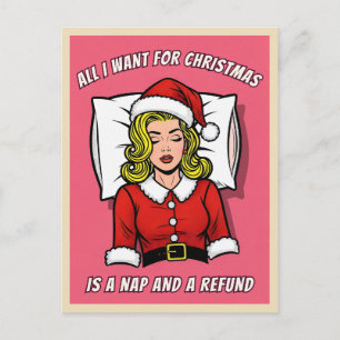 Grappige Retro Vintage Pop Art Kersthumor Briefkaart
