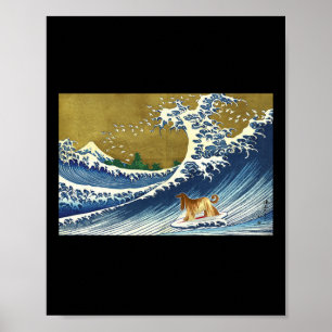 Grappige Retro Vintage Surfen Op Een Golf Afghaans Poster