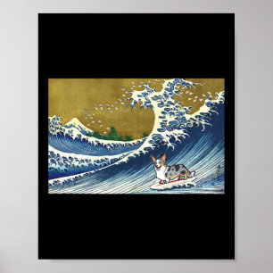 Grappige Retro Vintage Surfing Wave Cardigan Merle Poster