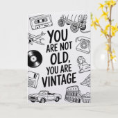 Grappige Retro Vintage Verjaardagskaart Nostalgisc Kaart (Gele Bloem)