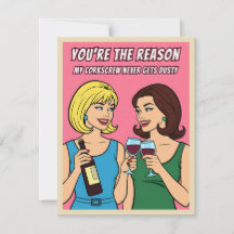Grappige Retro Vintage Wijn Humor BFF Pop Art Kaar