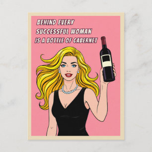 Grappige Retro Vintage Wijn Humor Pop Art  Briefkaart