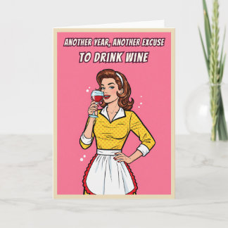 Grappige Retro Vintage Wijn Humor Pop Art Verjaard Kaart