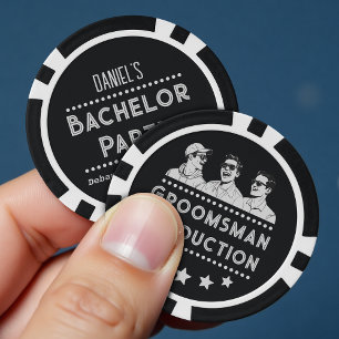 Grappige Retro Vintage Zwart-Wit Bachelorfeest Poker Chips