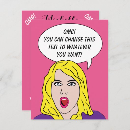 GRAPPIGE RETRO VROUW aangepaste uitnodigingen (Voorkant / Achterkant)