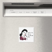 Grappige retro vrouw laat me dit overdenken magneet (Insitu (Vaatwasser))