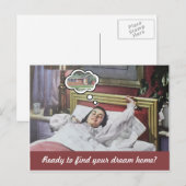 Grappige retro vrouw onroerend goed marketing briefkaart (Voorkant / Achterkant)