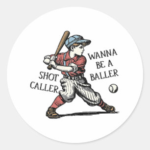 Grappige retro wil een byller schot beller mama mo ronde sticker