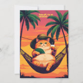 Grappige Retro Zomer Kat Vakantie Aankondiging (Voorkant)