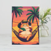 Grappige Retro Zomer Kat Vakantie Aankondiging (Staand voorkant)