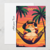Grappige Retro Zomer Kat Vakantie Aankondiging (Voorkant / Achterkant)