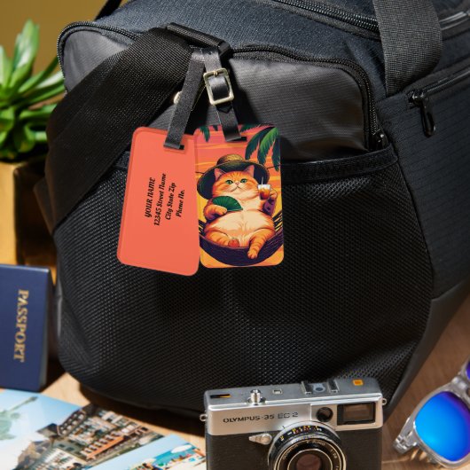 Grappige Retro Zomer Kat Vakantie Bagagelabel (Voorkant /achterkant)