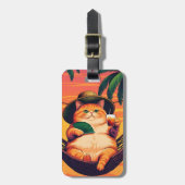 Grappige Retro Zomer Kat Vakantie Bagagelabel (Voorkant verticaal)