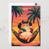 Grappige Retro Zomer Kat Vakantie Feestdagenkaart (Voorkant / Achterkant)
