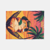 Grappige Retro Zomer Kat Vakantie Fleece Deken (Voorkant (Horizontaal))