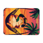 Grappige Retro Zomer Kat Vakantie Magneet (Horizontaal)