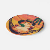 Grappige Retro Zomer Kat Vakantie Papieren Bordje (Gekanteld)