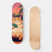 Grappige Retro Zomer Kat Vakantie Persoonlijk Skateboard (Voorkant)