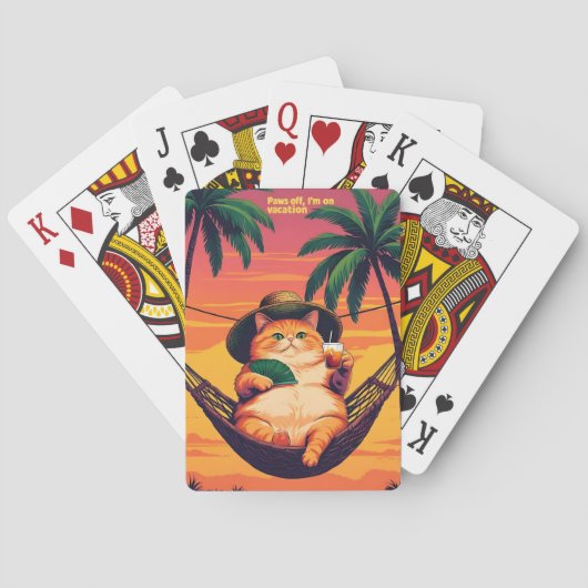 Grappige Retro Zomer Kat Vakantie Pokerkaarten (Achterkant)
