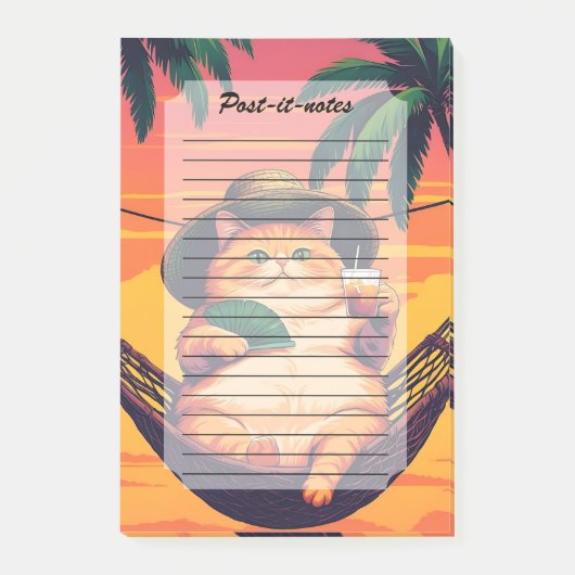 Grappige Retro Zomer Kat Vakantie Post-it® Notes (Voorkant)