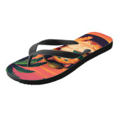 Grappige Retro Zomer Kat Vakantie Teenslippers (Schuin)