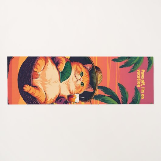 Grappige Retro Zomer Kat Vakantie Yogamat (Achterkant (horizontaal))