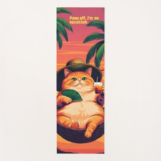 Grappige Retro Zomer Kat Vakantie Yogamat (Voorkant)
