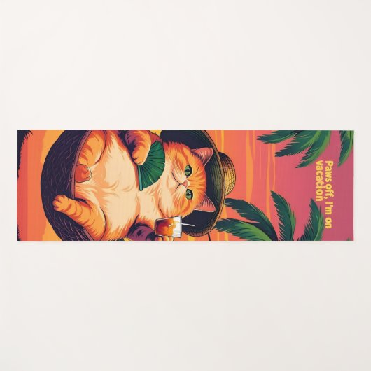 Grappige Retro Zomer Kat Vakantie Yogamat (Voorkant (horizontaal))