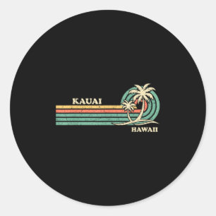 Grappige Retro Zomervakantie Hawaii Kauai B Ronde Sticker