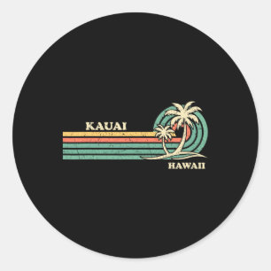 Grappige Retro Zomervakantie Hawaii Kauai B Ronde Sticker