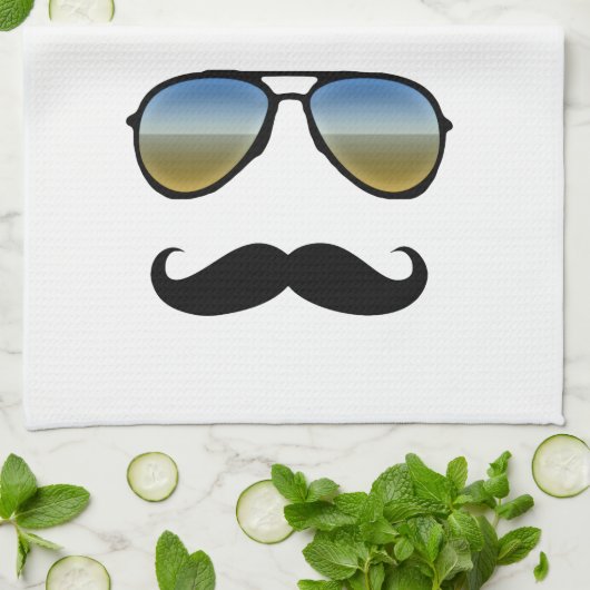 Grappige Retro Zonnebril met Mustache Theedoek (Gevouwen)