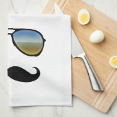 Grappige Retro Zonnebril met Mustache Theedoek (Quarter Fold)